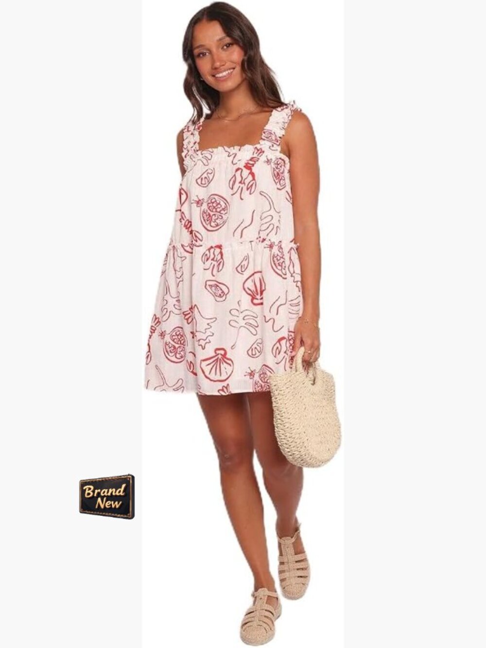 Women's Mini A-Line Dress Square Neck Ruffle Sleeveless Summer